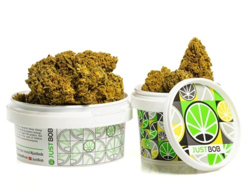 Cogollos de Marihuana CBD skunk h4 cbd de alta calidad en un contenedor sellado para mantener la frescura