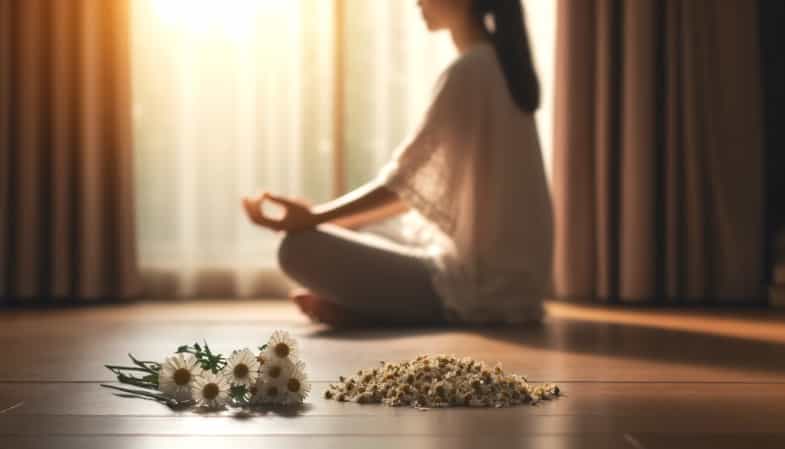 Mujer joven en posicion de meditacion para reducir el estres
