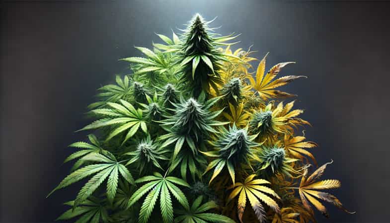 planta de cannabis sana y medio enferma | just bob shop 