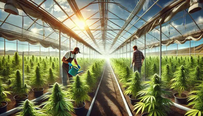 plantas de cannabis regadas en el invernadero | just bob shop